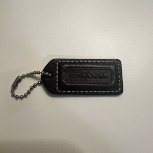 COACH 2" Vintage Y2K Espresso Brown Leather Brass Fob Bag Charm Keychain Hangtag